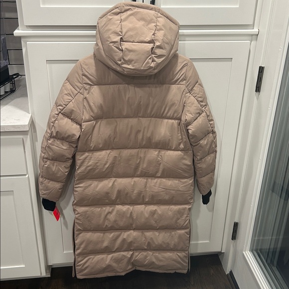 London Fog Women's Removable Hood Ulta Long Puffer Coat - Latte - Picture 6 of 16